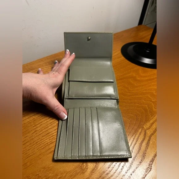 Gucci Brown Coated Canvas & Sage Green Leather Compact Wallet - Picture 8 of 10